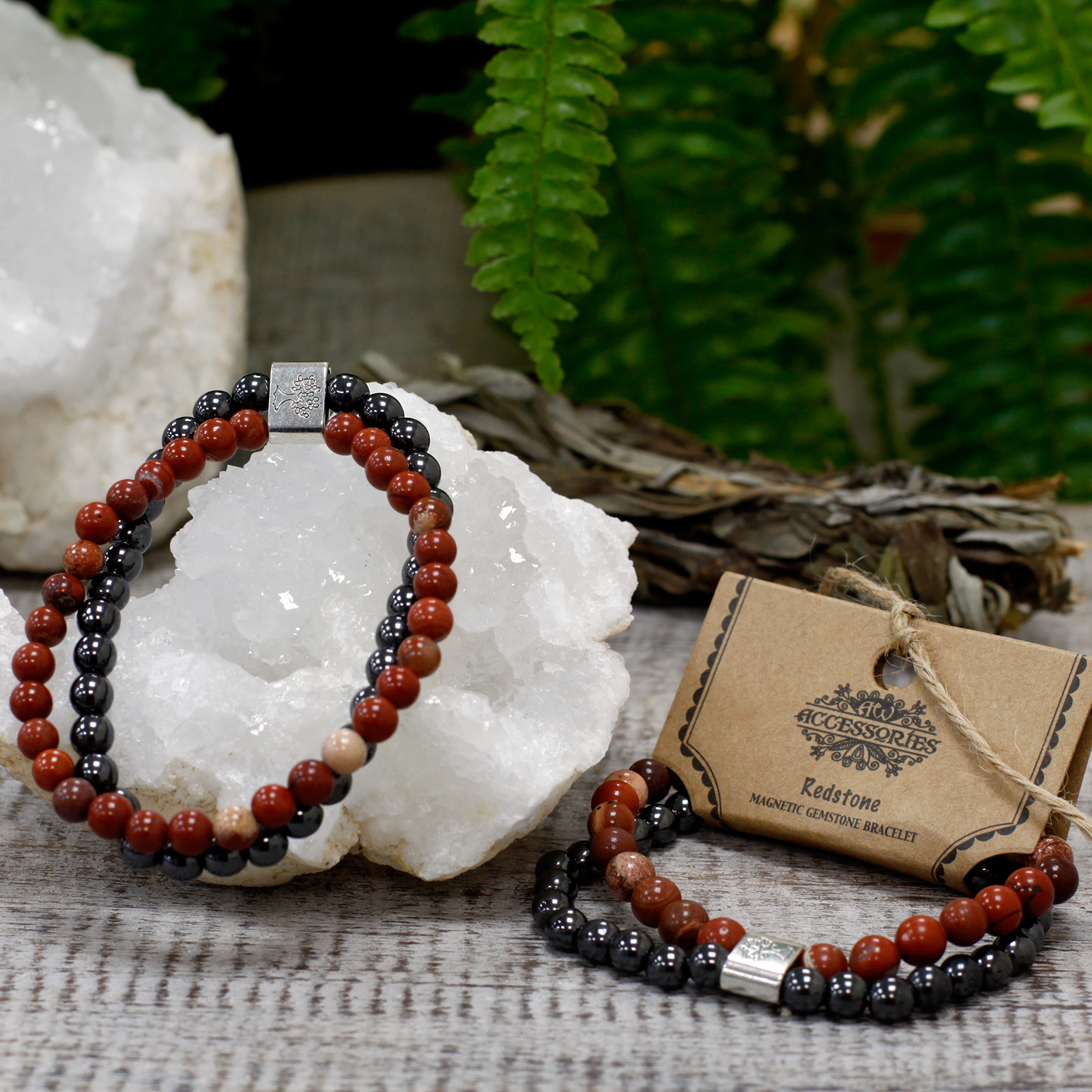 Magnetic Gemstone Bracelet - Red Jasper
