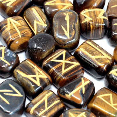 Runes Stone Set in Pouch - Tiger's Eye
