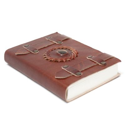 Leather Tiger's Eye with Belts Notebook (6x4")