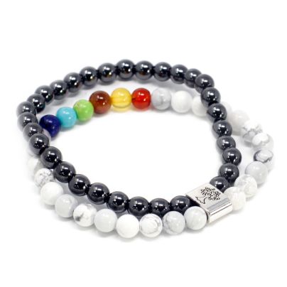 Chakra Magnetic Gemstone Bracelet - White Howlite