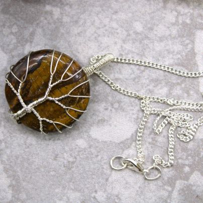Tree of Life Gemstone Necklace - Tiger's Eye