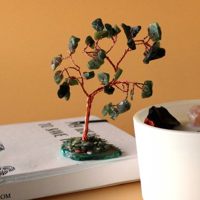 Gemstone Tree - Green Aventurine on Green Agate Base