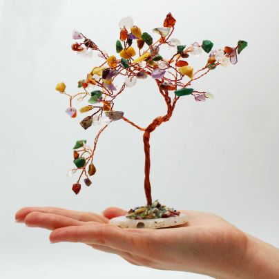 Gemstone Tree - Multi Stones on Natural Agate Base Large