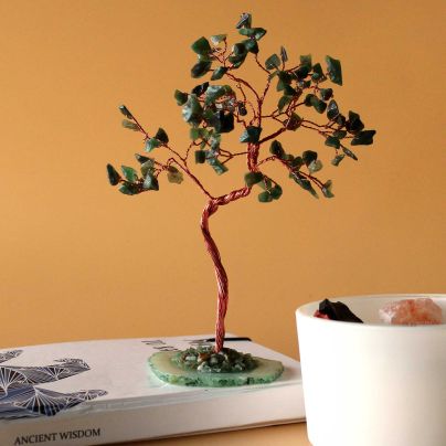 Gemstone Tree - Green Aventurine on Green Agate Base Large