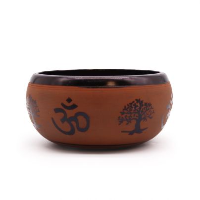 Earth Powder Singing Bowl - Clay Om Buddha - 16cm