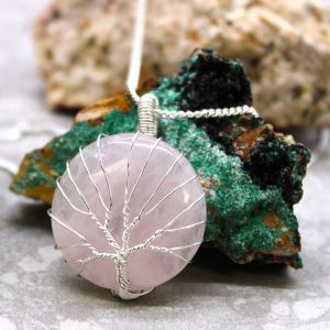 Tree of Life Gemstone Necklace - Rose Quartz