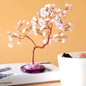 Gemstone Tree - Rose Quartz on Pink Agate Base Large