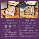 Recycled, fully recyclable, biodegradable gift box with water-based ink and free optional crystal confetti