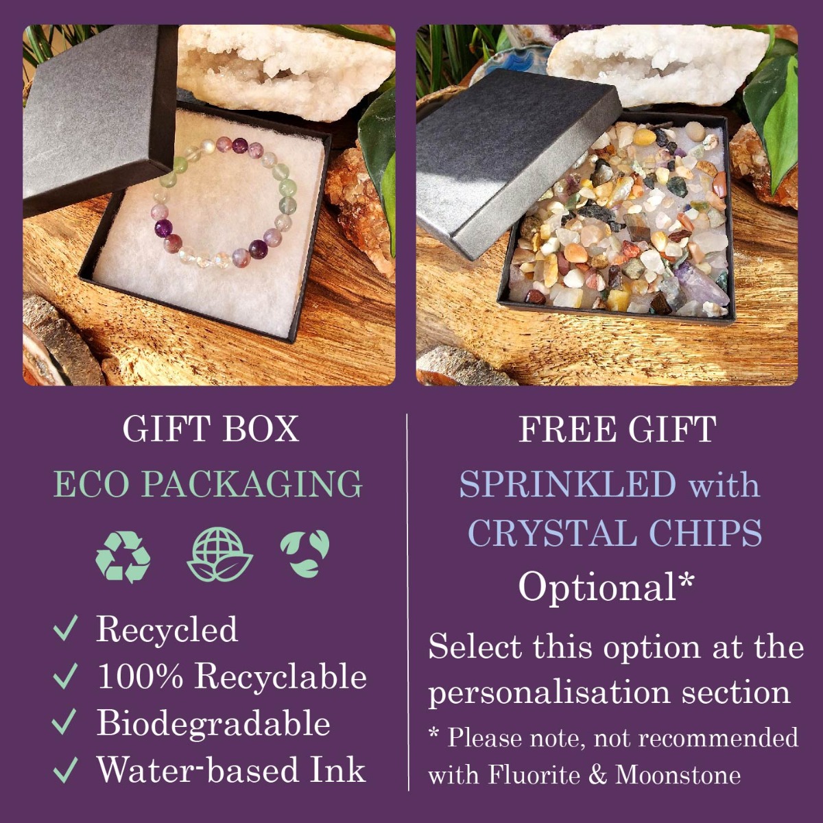 Eco-friendly gift box with free optional crystal chips 